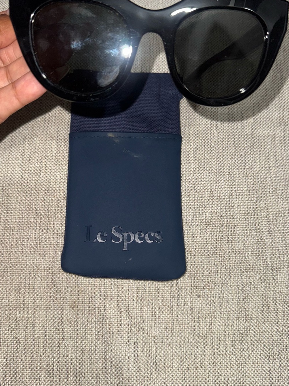Le Specs Glossy Black Oversized Round Sunglasses